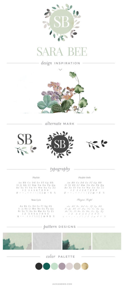 Gorgeous logo design with floral design, custom, Jack and Mo