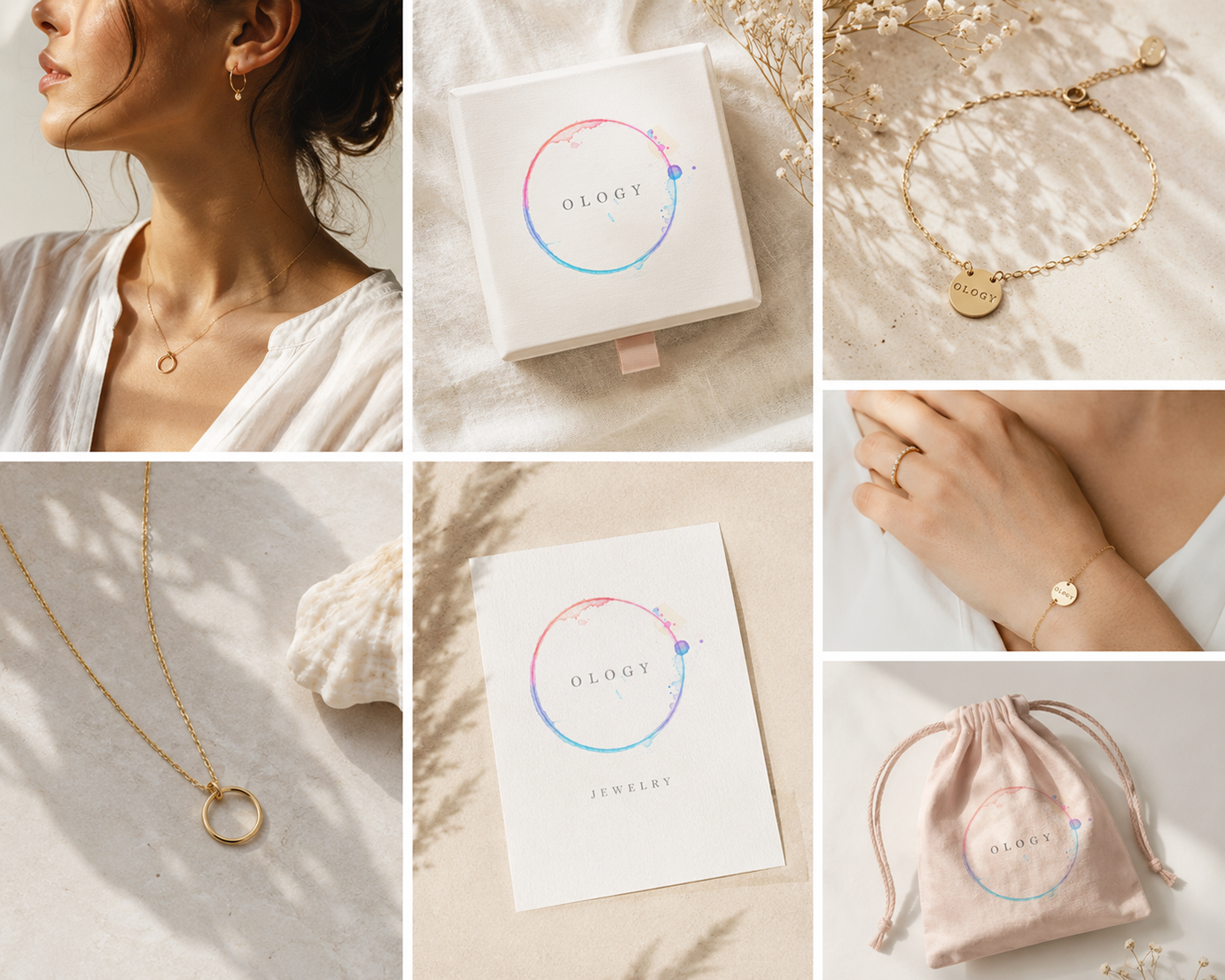 Beautiful Jewelry Brand with Handpainted Custom Logo Design and Branding