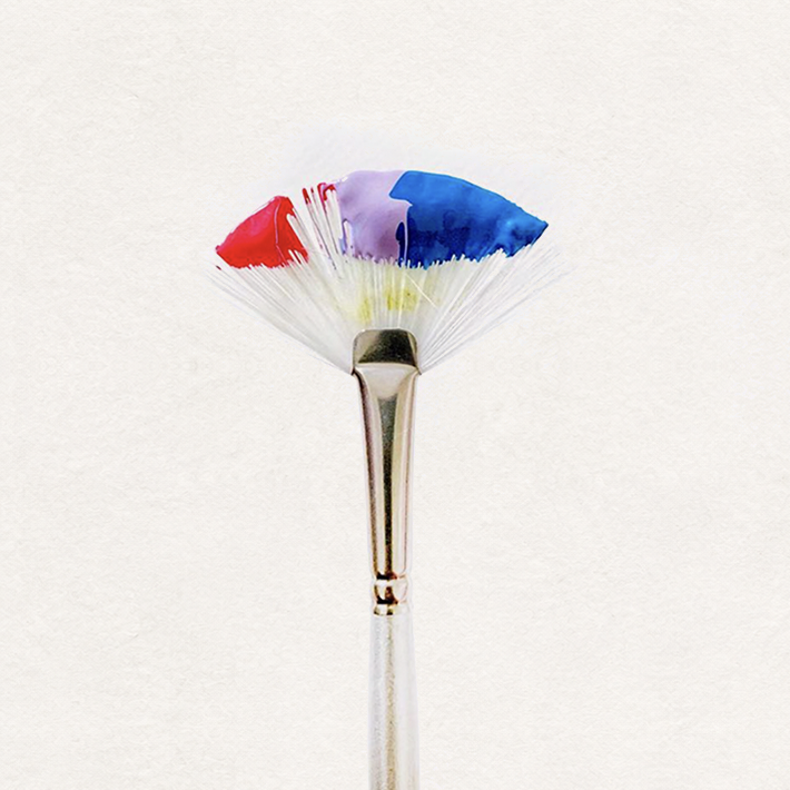 Fan Paint Brush in Bright Tones Logo Design Custom