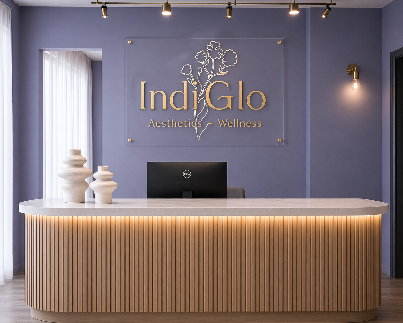 IndiGlo Logo Design and Branding, MedSpa, Beautiful Handdrawn Illustration