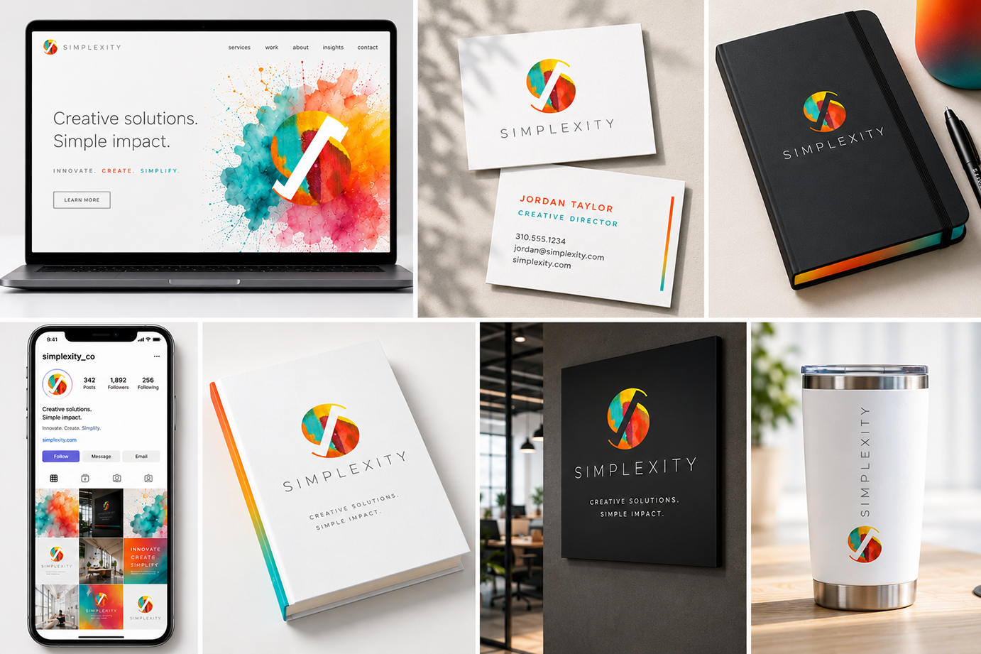 Simplexity Logo Design and Branding, Custom Painted Colorful Textured Logo by Jack and Mo