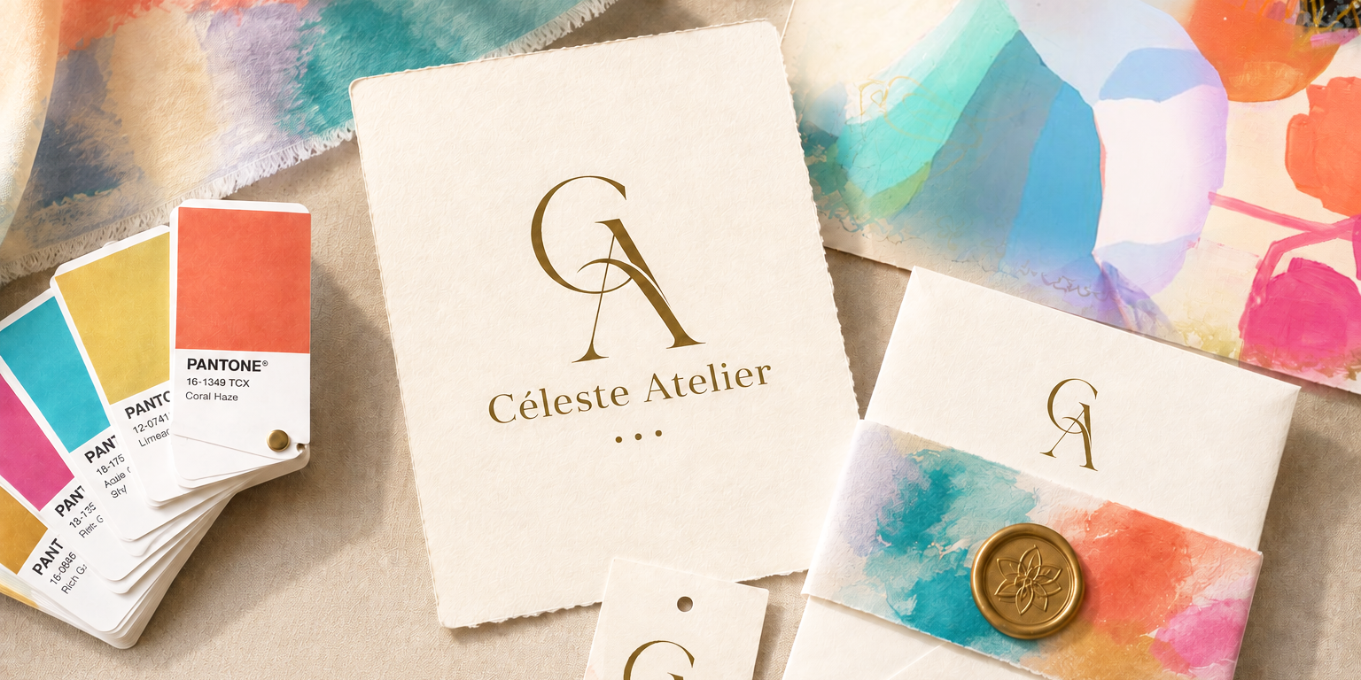 Celeste Logo Design with Gorgeous Color Palette High End Logo Raleigh NC Jack and Mo